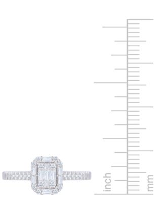 Diamond Emerald Shaped Halo Cluster Engagement Ring (3/8 ct. t.w.) in 14k White Gold