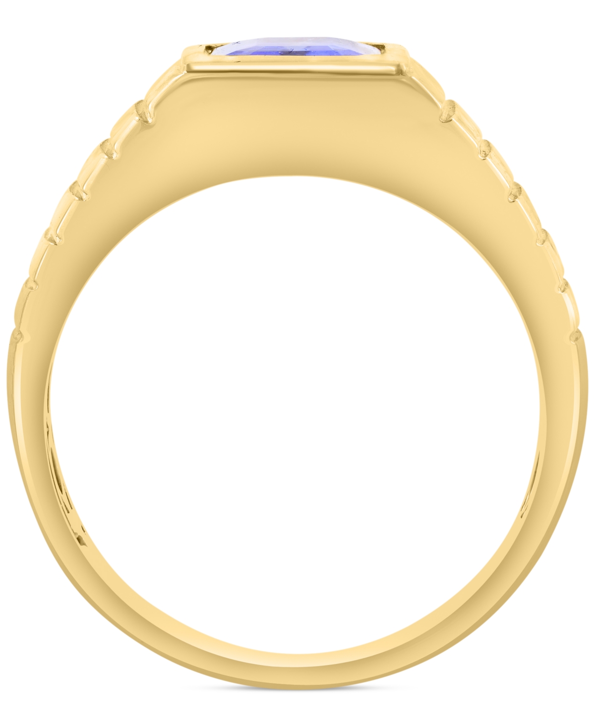 Effy Collection Effy Men's Tanzanite Rib Textured Ring (2-1/10 Ct. T.w.) Ring In 14k Gold (also In Emerald) In Purple