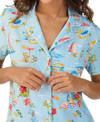 Women's Printed Short-Sleeve Boxer Pajama Set