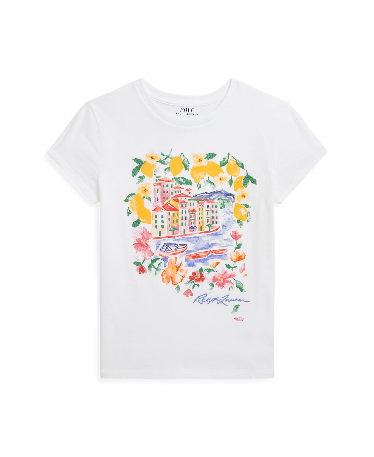 Polo Ralph Lauren Girls Portofino Print T-shirt In White