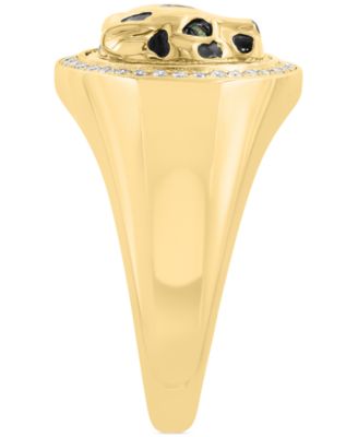EFFY&reg; Men's Diamond (1/6 ct. t.w.) & Tsavorite Accent Panther Ring in 14k Gold