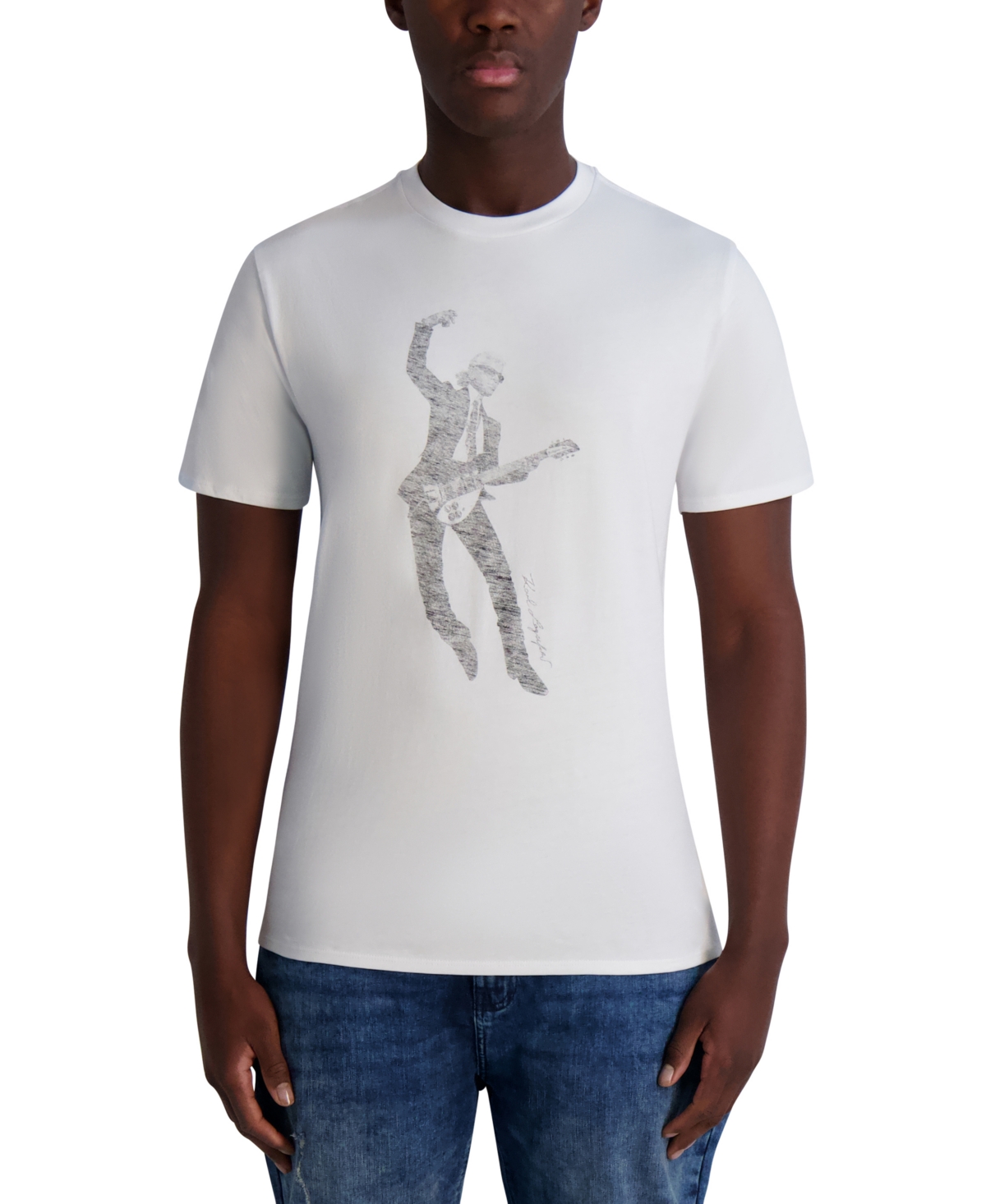 Karl Lagerfeld Men's Guitar Karl Graphic T-shirt In White