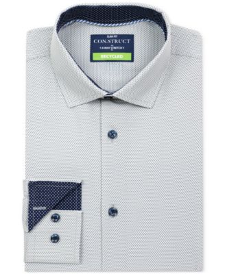 ConStruct - Men's Slim Fit Gingham 4-Way Stretch Performance Dress Shirt