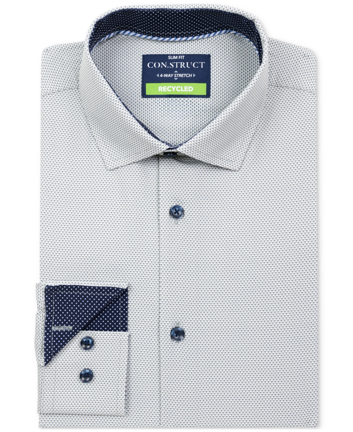 Men's Recycled Slim Fit Gingham 4-Way Stretch Performance Dress Shirt - Olive
