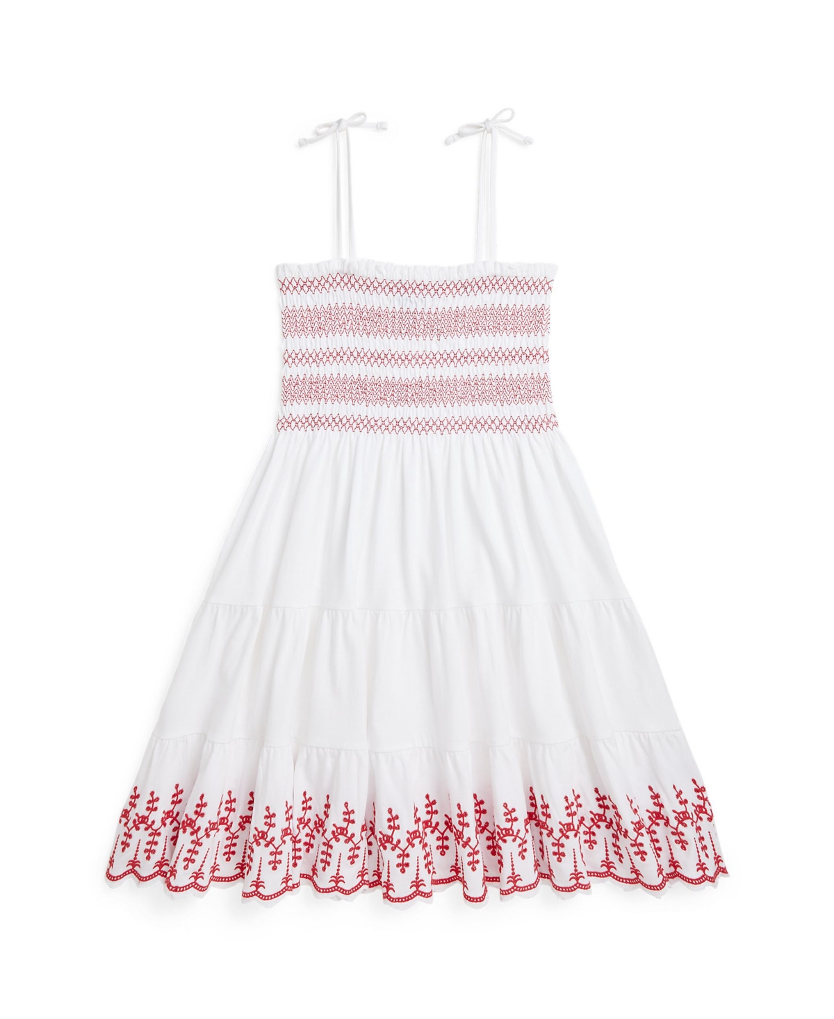 Polo Ralph Lauren Toddler And Little Girls Smocked Eyelet Jersey Dress In White