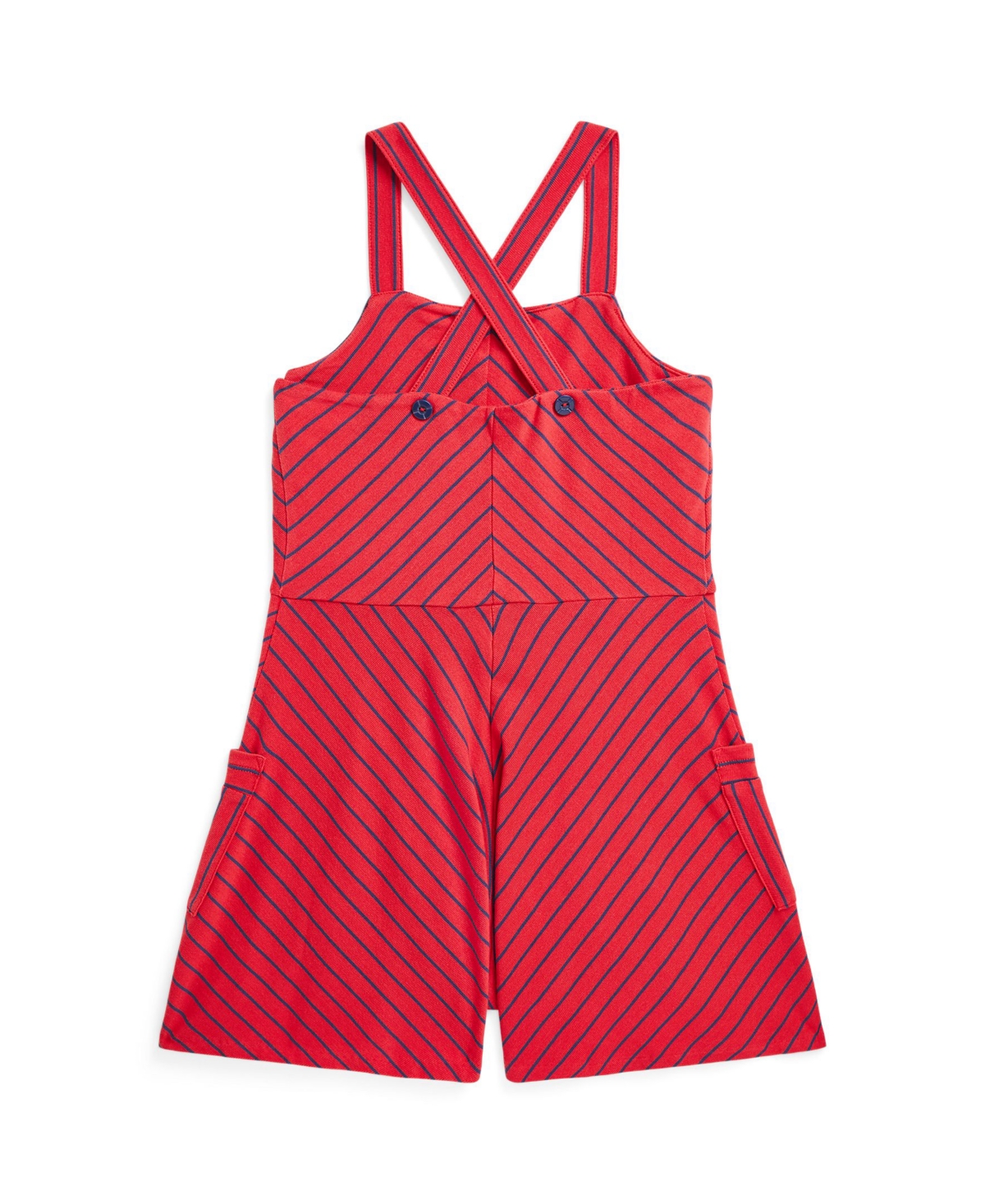 Polo Ralph Lauren Toddler And Little Girls Striped Jersey Romper In Starboard Red,boathouse Navy