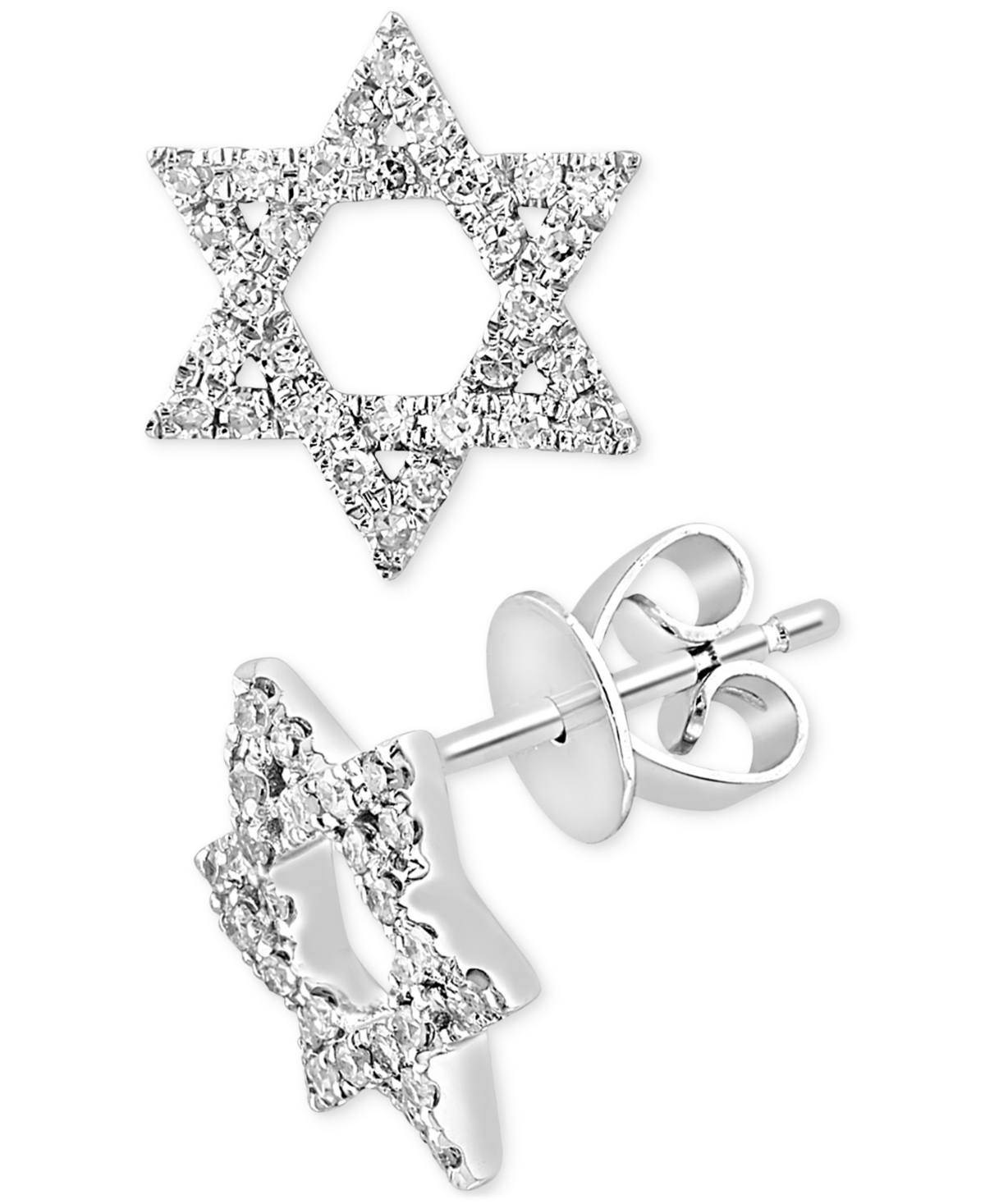 Diamond Pave Star of David Stud Earrings (1/5 ct. t.w.) in 14k White Gold - White Gold