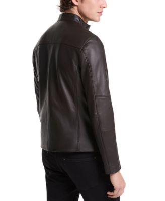 Men's Leather Racer Jacket, Created for Macy's