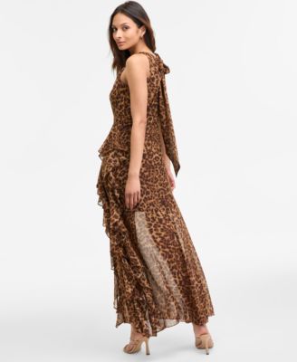 Women's Printed Sheath Chiffon Halter Dress