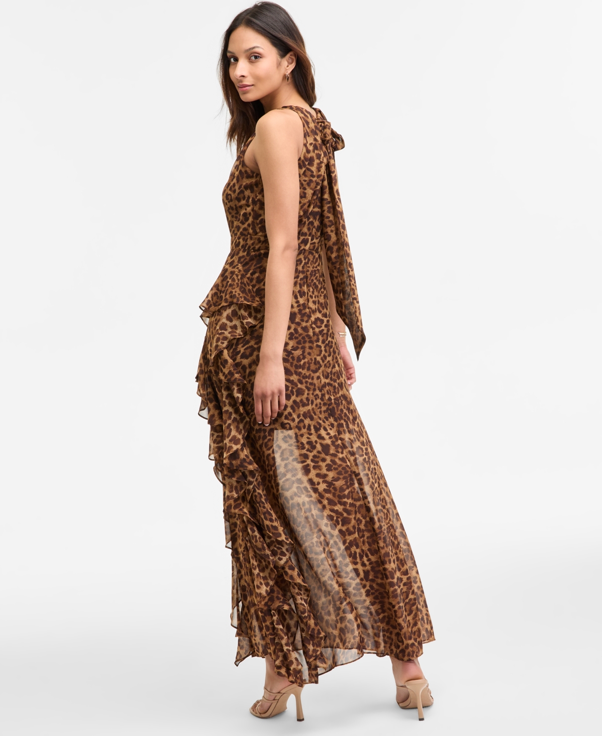 Betsy & Adam Women's Printed Sheath Chiffon Halter Dress