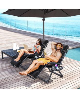 Zero Gravity Lounge Chair Set Padded Outdoor Recliner Chair,