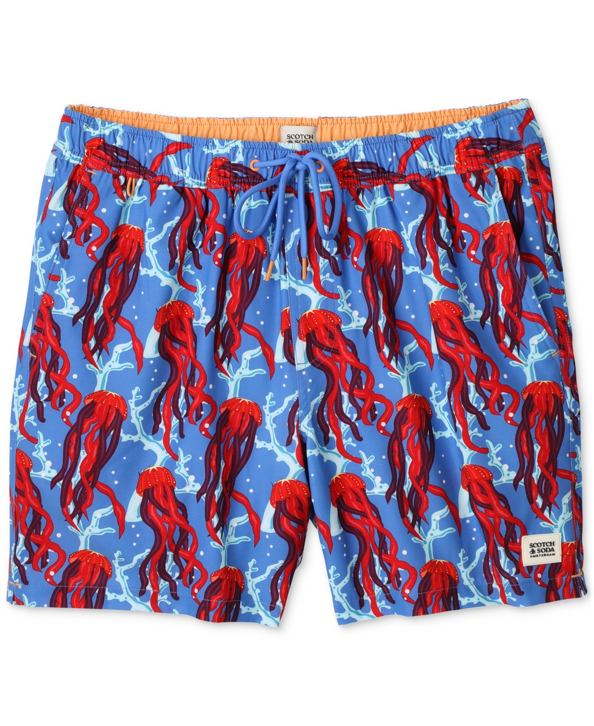 Scotch & Soda Men's Under The Sea Jellyfish Graphic Swim Trunks In Blue