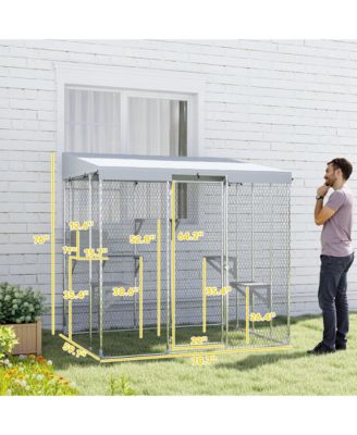 79" Large Catio, Galvanized Steel Outdoor Cat Enclosure with Canopy