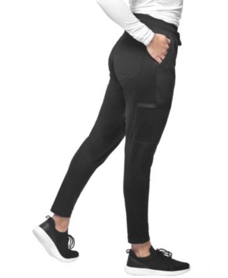 Women's Scrubs Mid Rise Slim 5 Pocket Active Yoga Scrub Pants, Wine XX Small