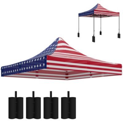10' x 10' Pop up Canopy Replacement Top with Weight Bags, Multi