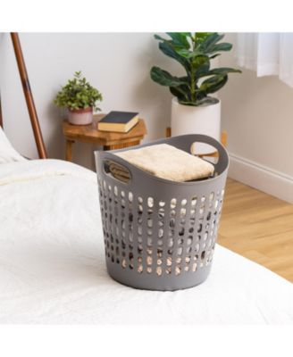 USA 3 Pack Laundry Basket 40L Durable and Flexible, Portable Round Bin, 1.15 Bushel Hamper for Storage with Ventilation Holes for Closet Dorm, Gray