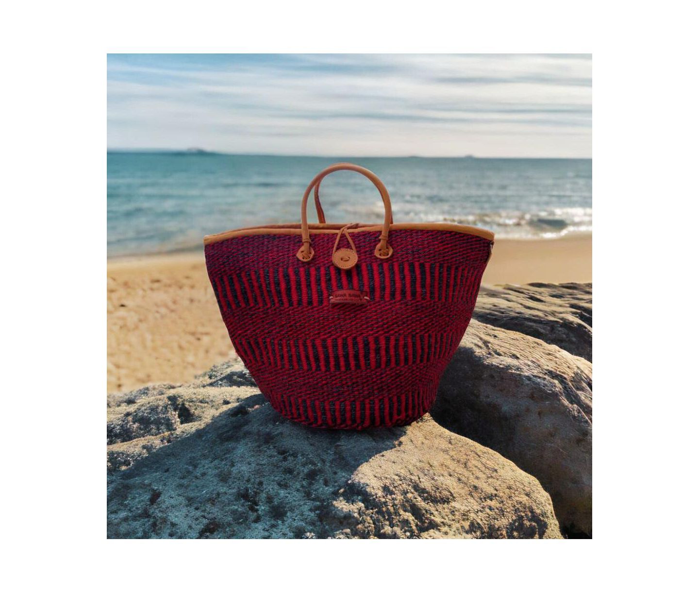 Женская сумка SAWA SAWA Resilient Handmade Sisal African Basket, цвет: Чёрный / Красный — фото 6