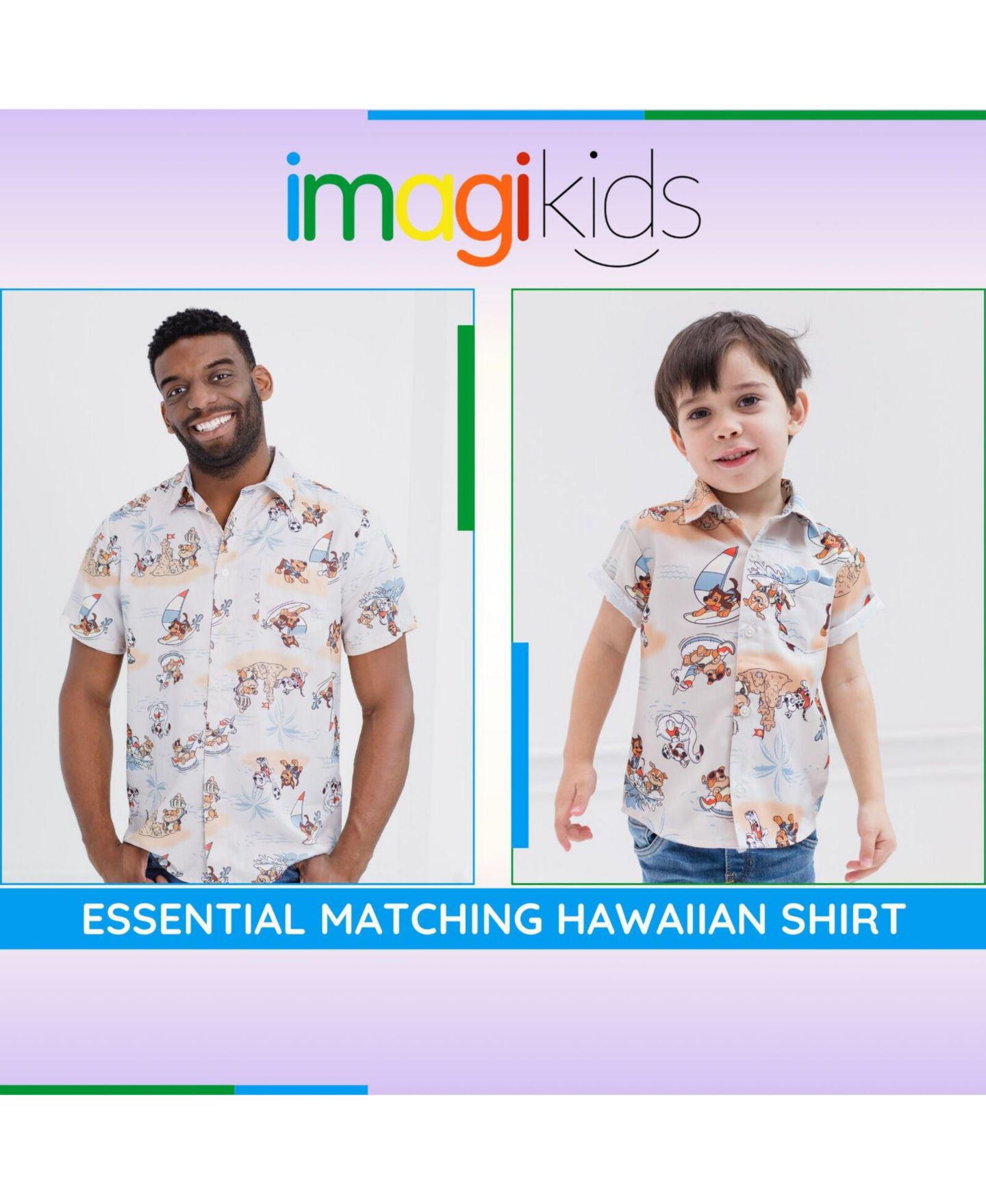 Рубашка Paw Patrol Matching Family Hawaiian Button Down Dress Shirt для мальчиков, цвет: Бежевый — фото 2