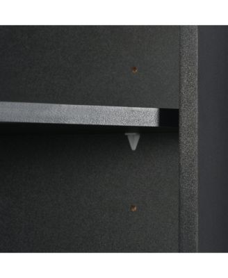 Tall Bathroom Corner Cabinet, Freestanding Storage Cabinet with Doors and Adjustable Shelves, MDF Board, Black