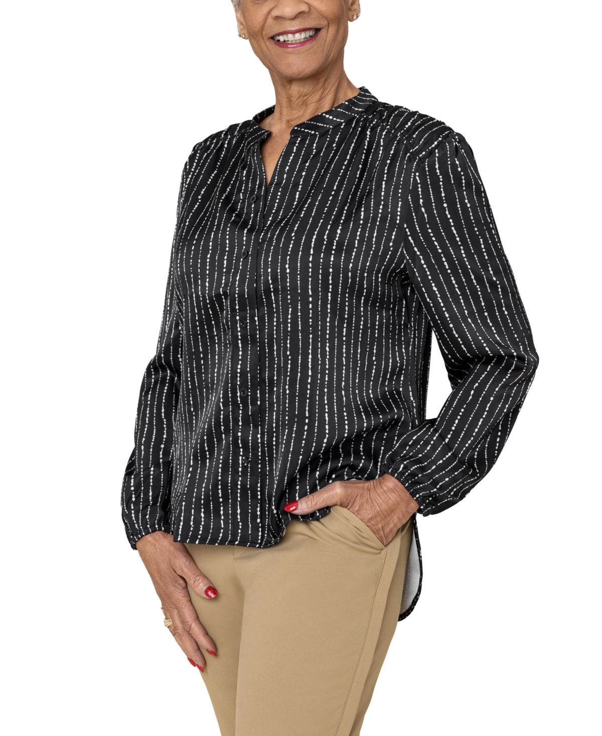Women's s Magnetic-Button Blouse - Slate blue
