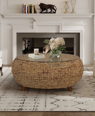 Gallerie Decor Stonebridge Coffee Table With Glass Top