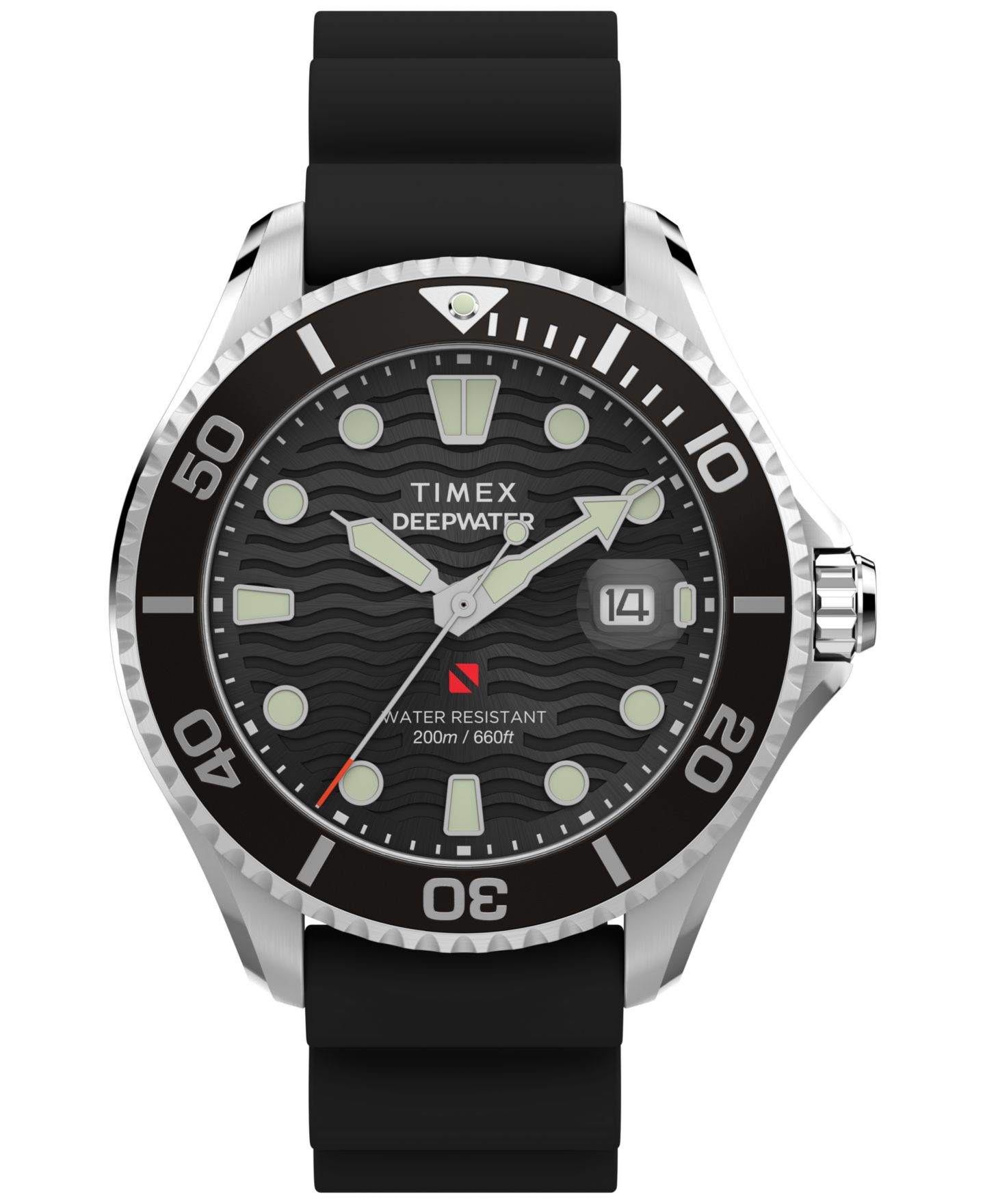 Мужские часы Timex Quartz Analog Black Rubber, 44mm — фото 1