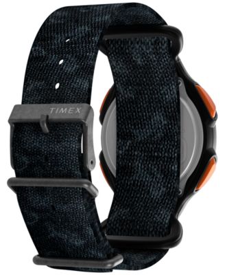 Men's Quartz Digital Black Leather Watch, 38mm