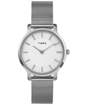Women's Quartz Analog Silver-Tone Stainless Steel Watch, 34mm