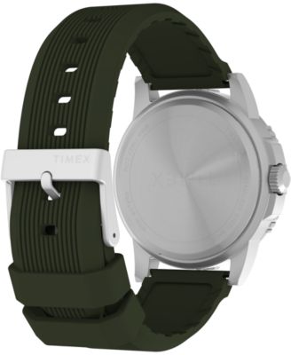 Men's Quartz Analog Green Silicone Watch, 45mm