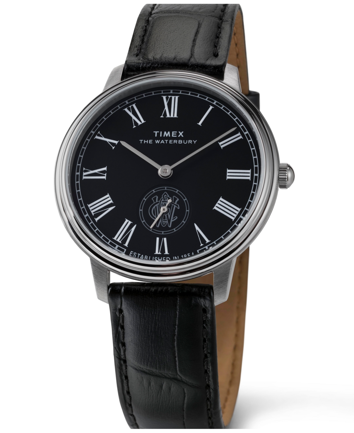 Timex ® Waterbury Metropolitan Leather Strap Watch, 39mm In Black