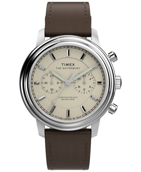 Мужские часы Timex Chronograph Brown Leather Watch, 41mm