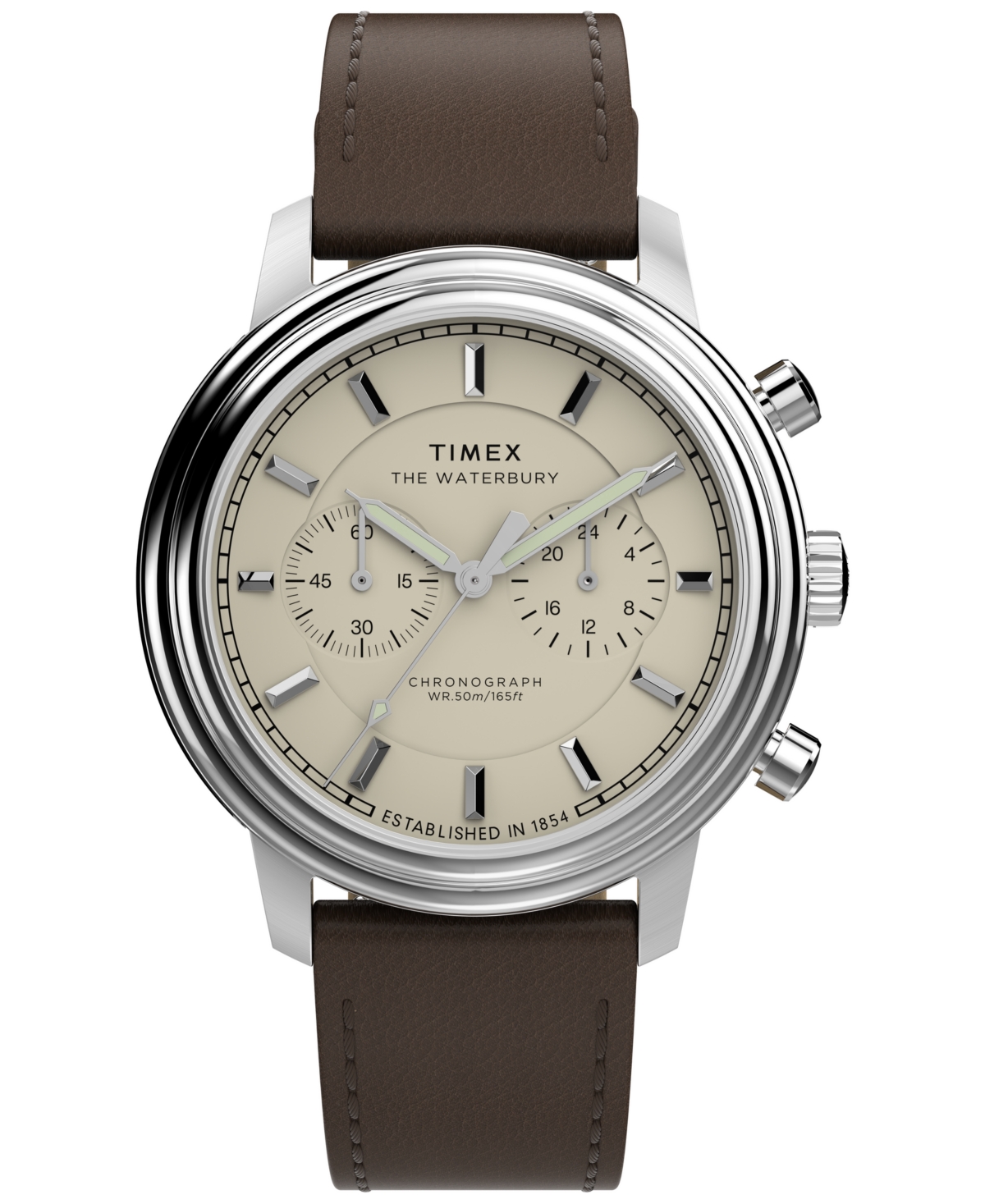 Timex Men's Chronograph Brown Leather Watch, 41mm In Brown