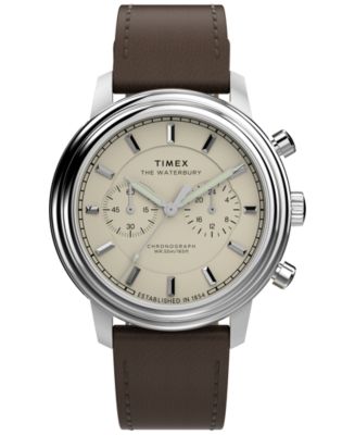 Chronograph Brown Leather Watch, 41mm