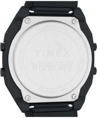 Men's Quartz Digital Black Stainless Steel Watch, 36mm