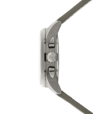 Men's Spitfire Lock Chronograph Gray Leather Strap Watch, 42mm