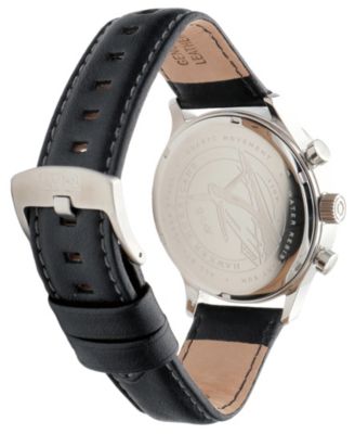 Men's Hawker Hurricane Classic Chronograph Black Leather Strap Watch, 43.5mm