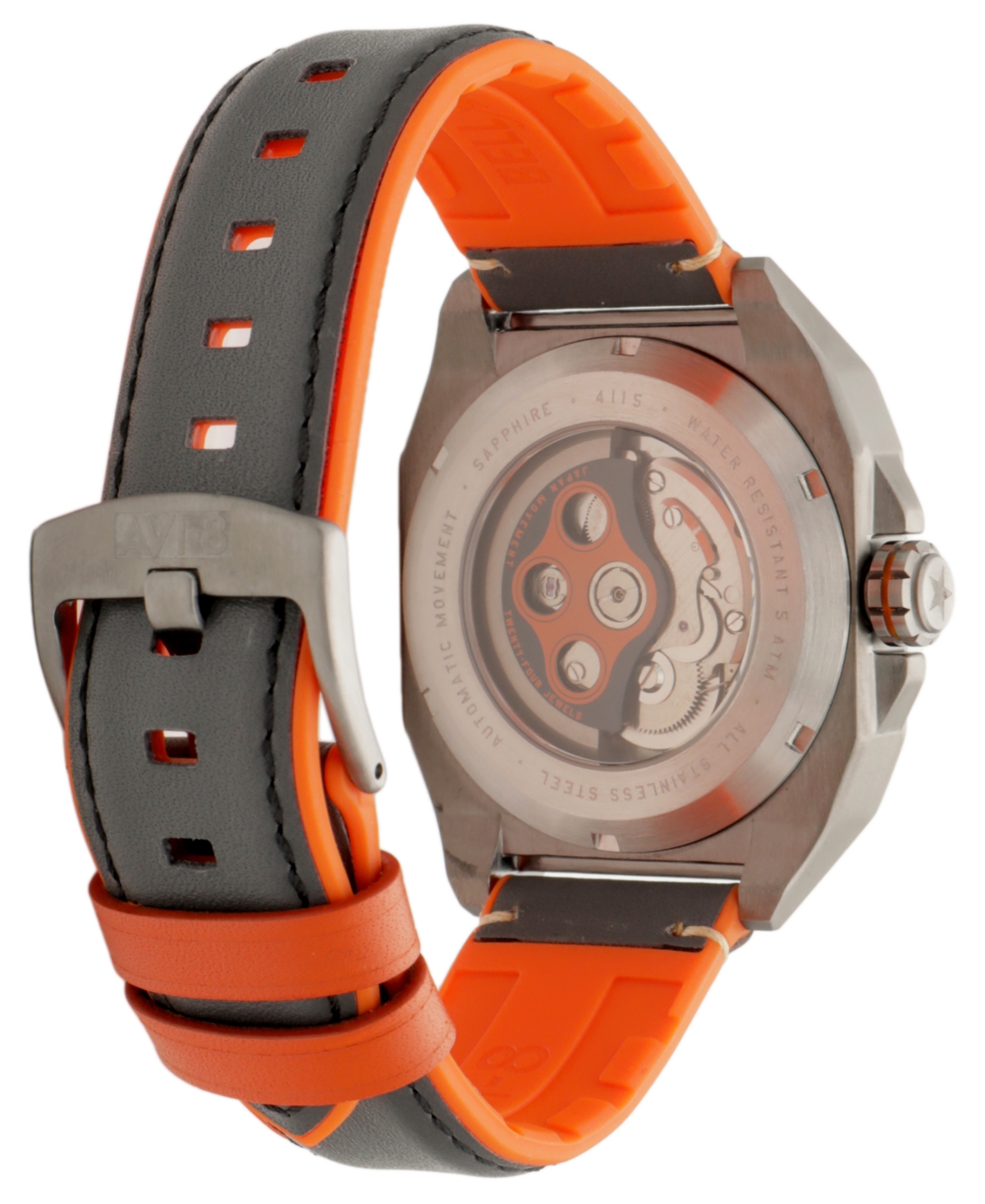Avi-8 Men's Bell X-1 Machbuster Automatic Gray Rubber And Leather Strap Watch, 41mm In Gray