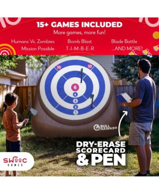Bull Hawker | Giant Axe Darts (Over 6ft Tall) w/ 15+ Games | Axe Throwing Game for Backyard w/ Air Pump | Carnival Game