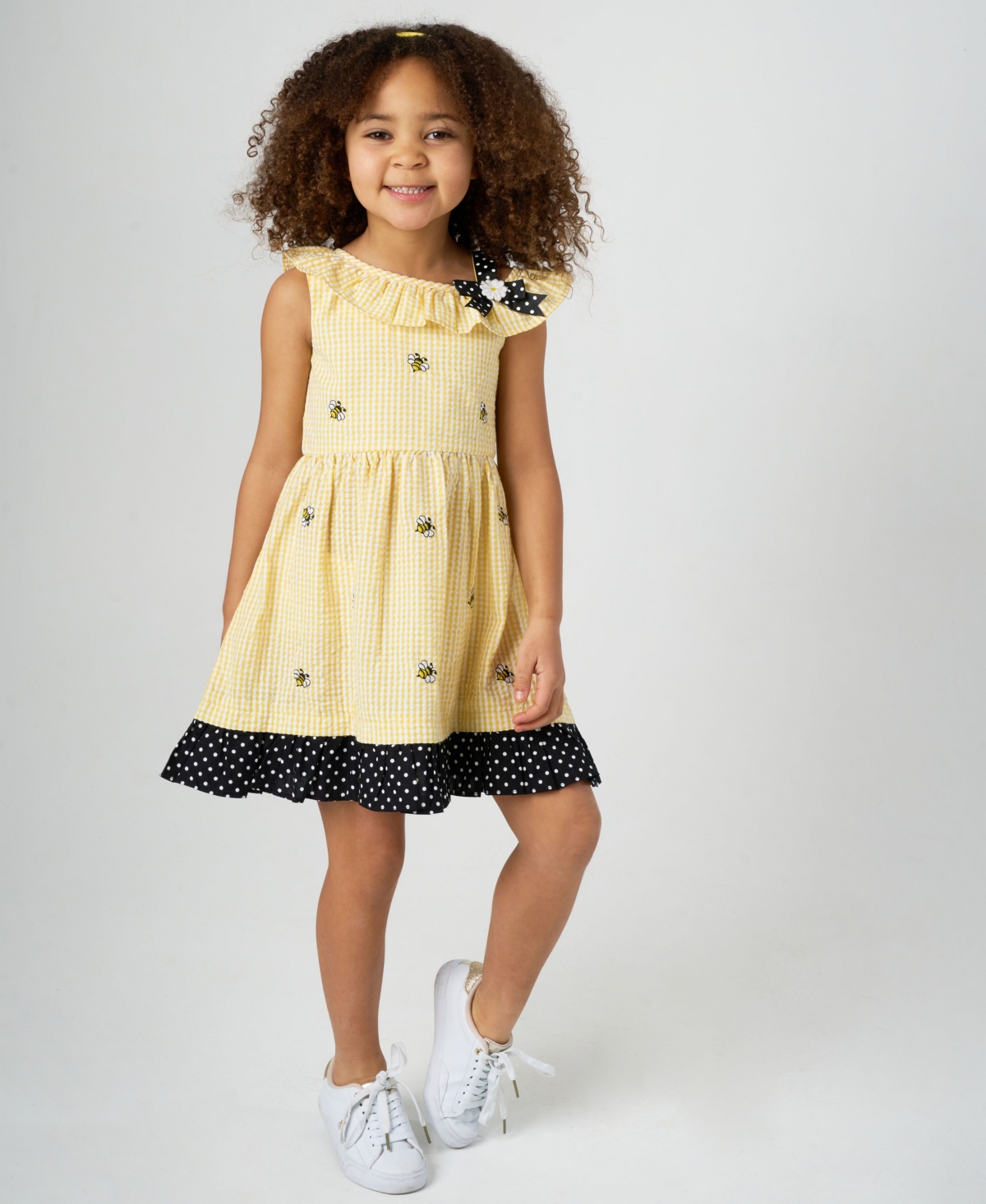 Rare Editions Kids' Toddler And Little Girls Bumble Bee Seersucker Dress In Yellow