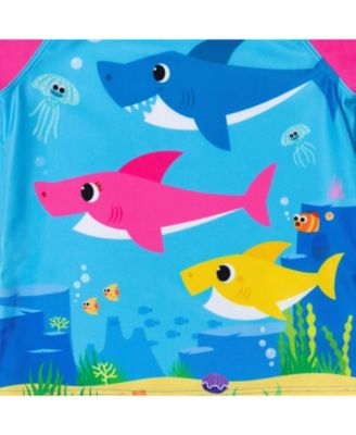 Toddler Girls Shark Rash Guard Tankini Top and Bikini Bottom 3 Piece Swimsuit Set