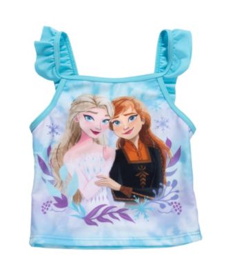 Little Girls Disney Princess Anna Elsa Tankini Top and Bikini Bottom Swim Set