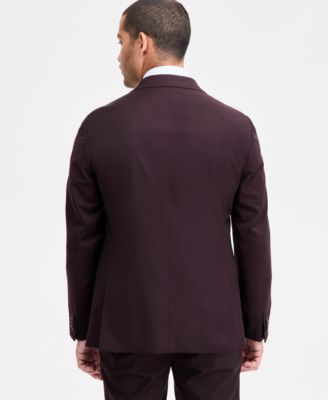 Men's Modern-Fit Bordeaux Wool-Blend Suit Separate Jacket 