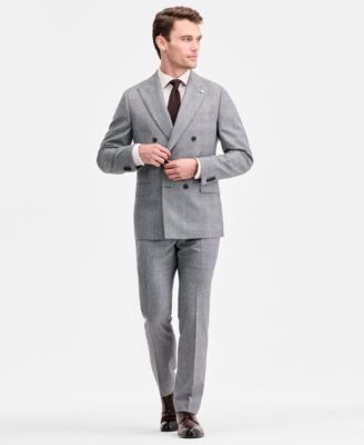 Men's Modern-Fit Black & White Wool-Blend Double-Breasted Suit Separate Jacket