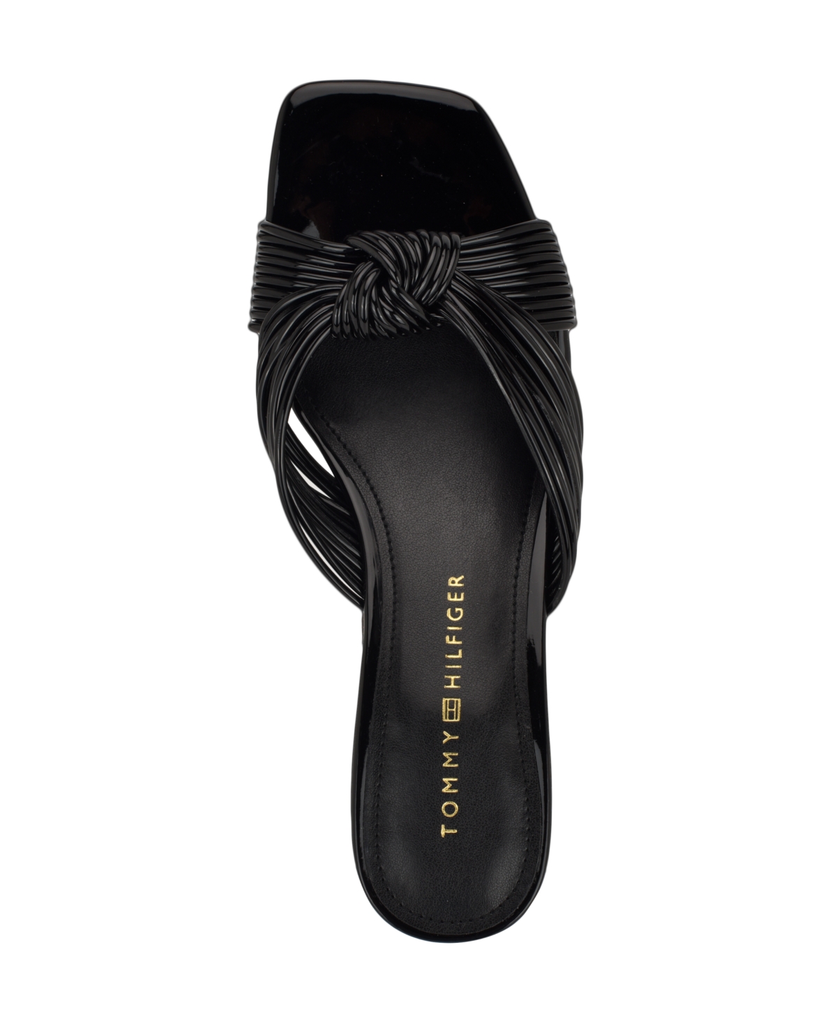 Tommy Hilfiger Women's Philie Knotted Crisscross Block Heel Sandals In Black Patent