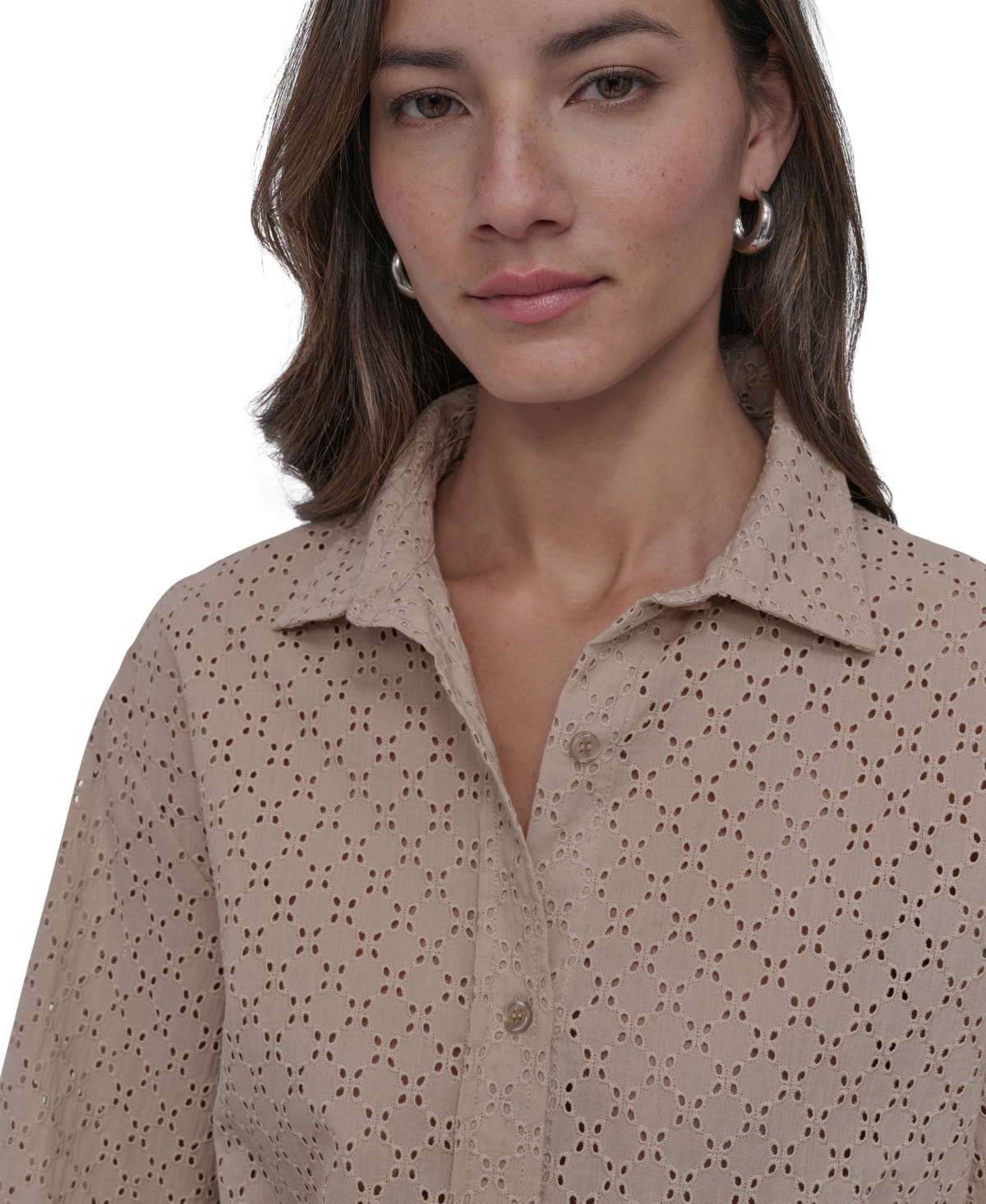 DKNY JEANS PETITE COTTON CLASSIC-FIT BUTTON-UP SHIRT 