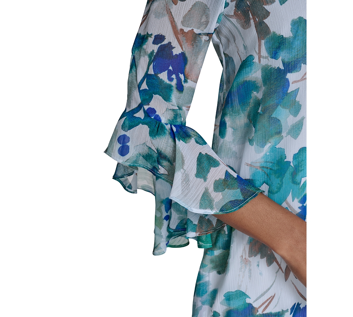 Calvin Klein Women's Floral 3/4-flutter-sleeve Shift Dress In Lake Multi