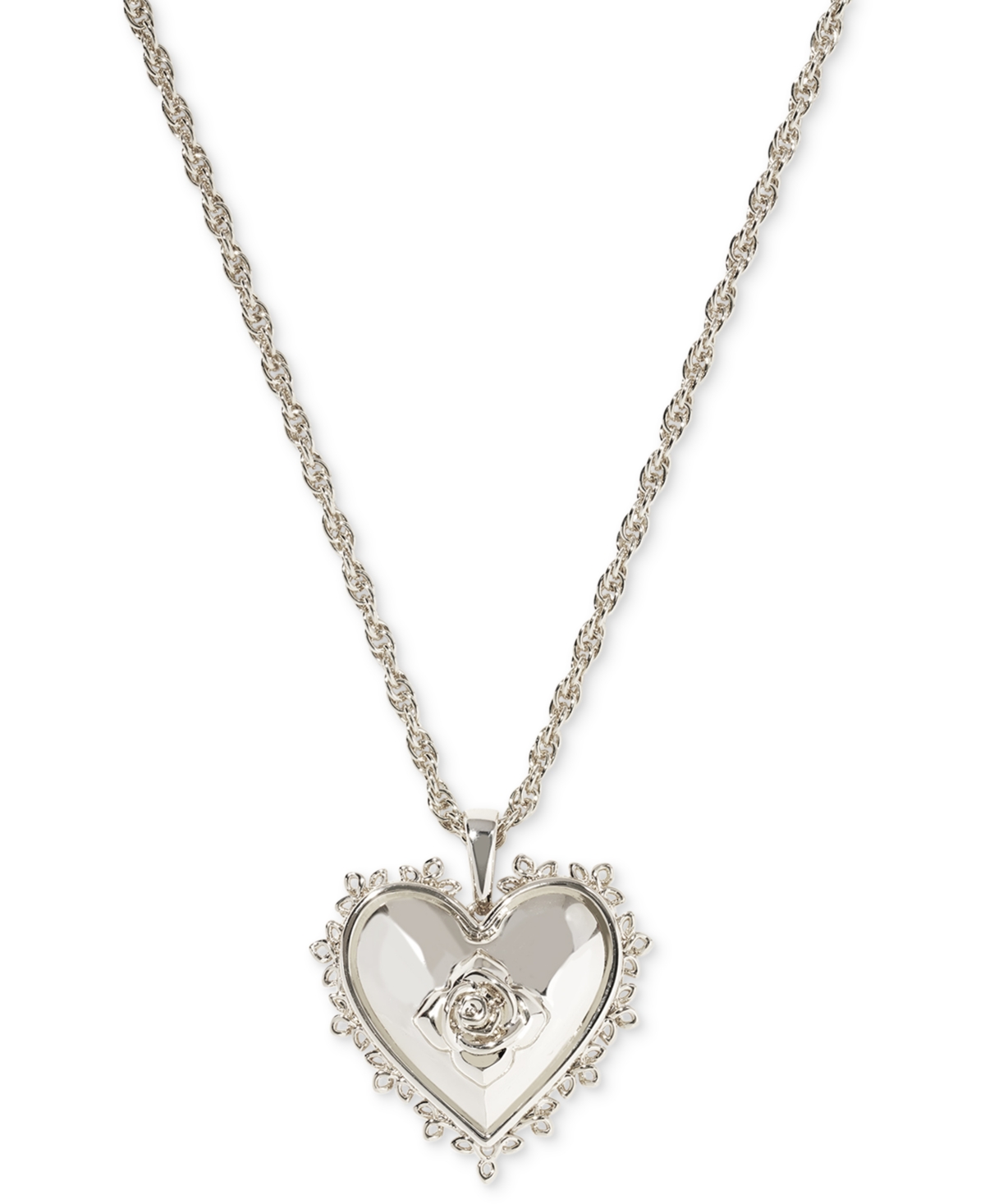 KENDRA SCOTT ROSE HEART LOCKET PENDANT NECKLACE, 16" + 3" EXTENDER 