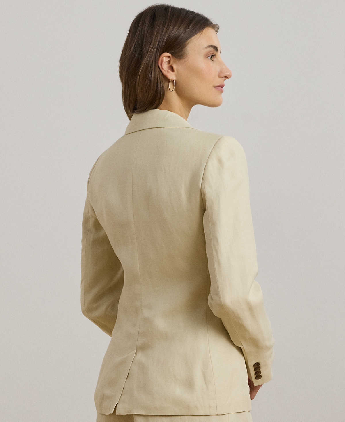 Shop Ralph Lauren Petite Linen-blend Twill Blazer In Ivory Beige