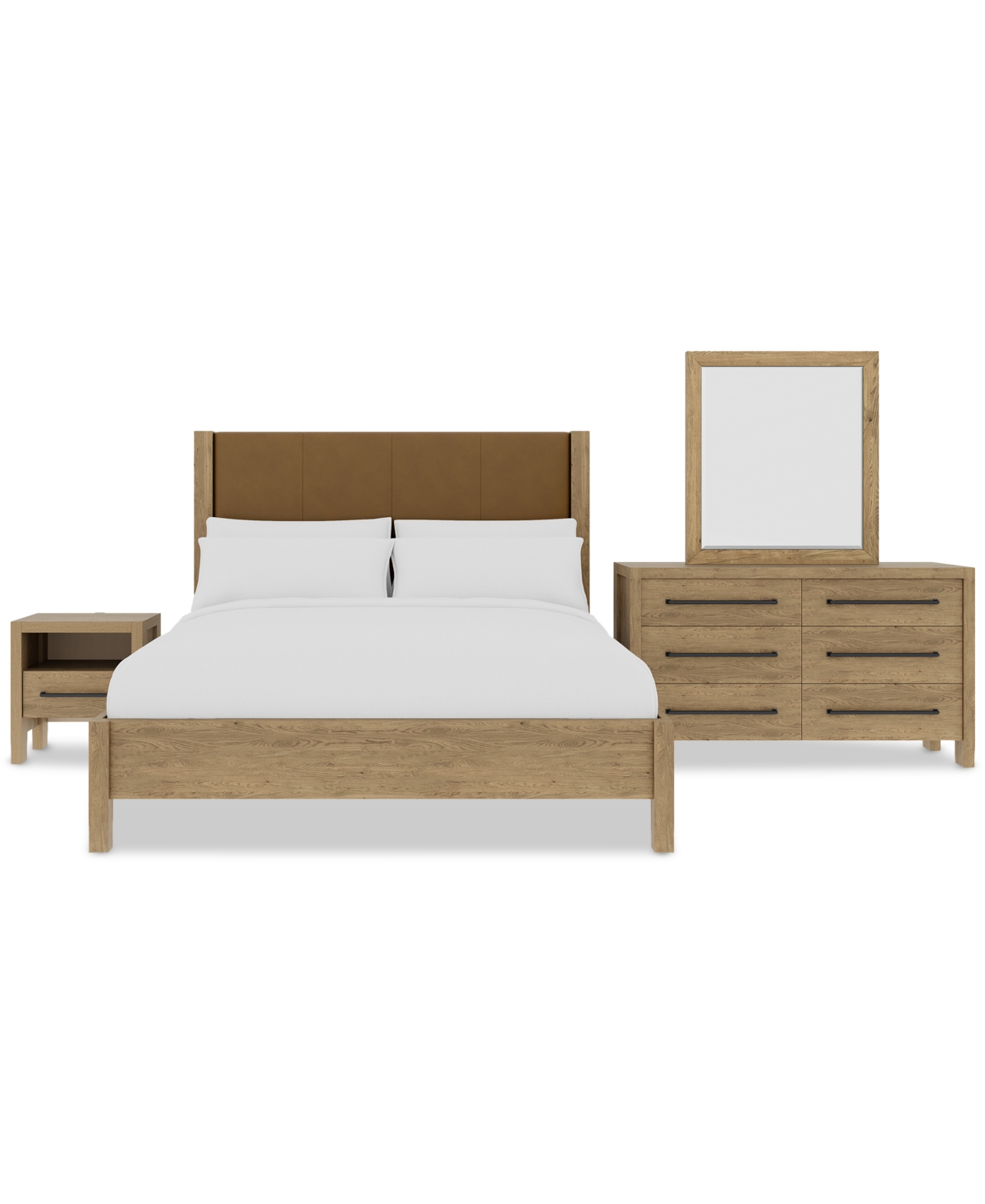 Macy's Davie 3-pc. Queen Set (leather Bed, Dresser & 3-drawer Nightstand), Created For  In Brown