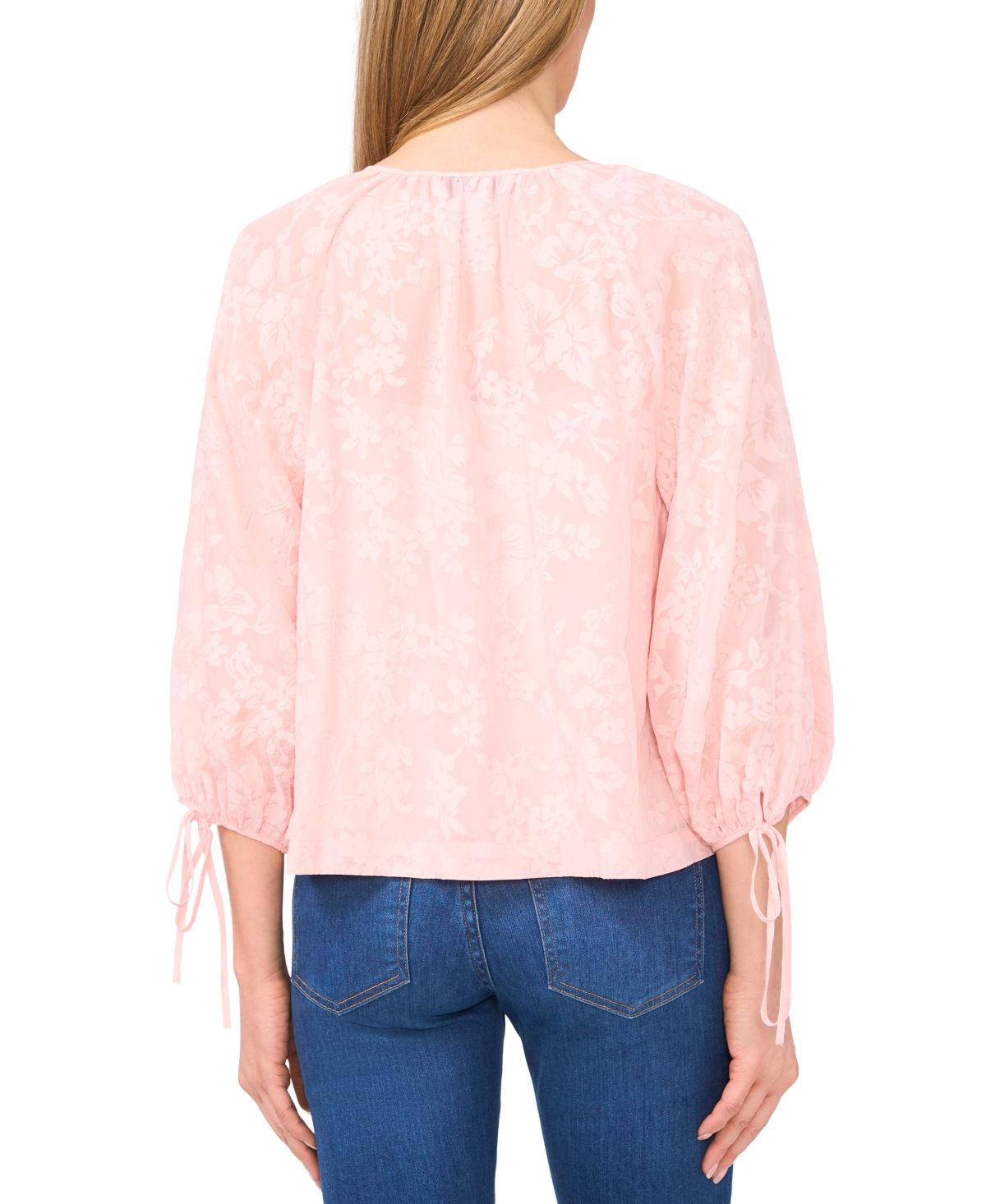 Shop Cece Women's Floral-lace Button-front Puff-sleeve Blouse In Sugar Peach